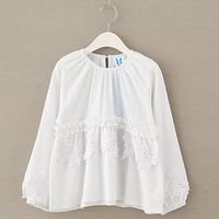 White Cotton Girls Tops Blouses