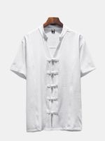 Chinese Buttons Vintage Linen Shirts