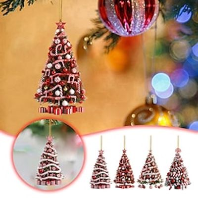 Christmas Tree Ornaments 2D Acrylic Xmas Tree Hanging Decoration Festive Holiday Decorations Xmas Gift miniinthebox Christmas Tree Ornaments 2D Acrylic Xmas Tree Hanging Decoration Festive Holiday Decorations Xmas Gift miniinthebox