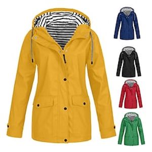 Women's Rain Jacket Hiking Raincoat Waterproof Jacket Outdoor Windproof Quick Dry Lightweight Hooded Windbreaker Parka Trench Coat Top Camping Hunting Fishing Navy Pink Blue Purple miniinthebox