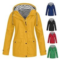 Women's Rain Jacket Hiking Raincoat Waterproof Jacket Outdoor Windproof Quick Dry Lightweight Hooded Windbreaker Parka Trench Coat Top Camping Hunting Fishing Navy Pink Blue Purple miniinthebox - thumbnail