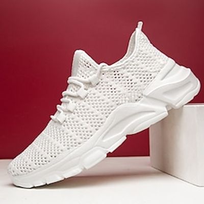Men's Sneakers Comfort Shoes Casual Athletic Walking Shoes PU Black White Summer Lightinthebox