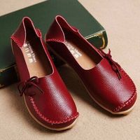 Big Size Pure Color Slip On Lace Up Soft Sole Comfortable Flat Loafers