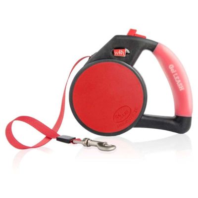 Wigzi Retractable Tape Gel Handle Leash Red Large (Pack of 2)
