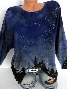 Round Neck Print Long Sleeve T-shirt
