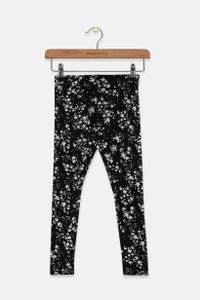 Kids Girl Floral Leggings  Black