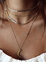 Gold Moon Pendant Multi-layer Necklace Gold Moon Pendant Multi-layer Necklace