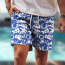 Men's Board Shorts Swim Shorts Swim Trunks Drawstring with Mesh lining Elastic Waist Colorful Flower / Floral Quick Dry Short Holiday Beach Hawaiian Casual Blue Purple Micro-elastic Lightinthebox