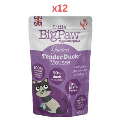 Little Big Paw Gourmet Tender Duck Mousse Wet Cat Food 85g Pack Of 12