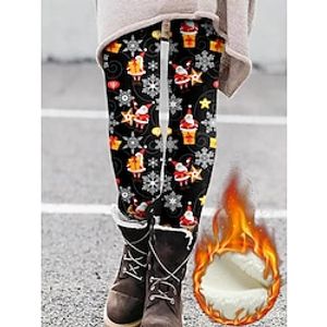 Women's Fleece-lined Leggings Full Length Winter Leggings High Waist Active Streetwear Christmas Vacation White Yellow S M Fall  Winter Lightinthebox