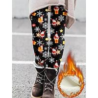 Women's Fleece-lined Leggings Full Length Winter Leggings High Waist Active Streetwear Christmas Vacation White Yellow S M Fall  Winter Lightinthebox - thumbnail