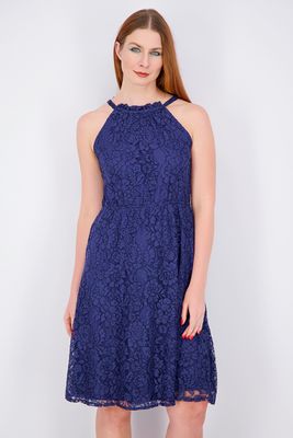 Womens Halter Neck Midi Dress. Navy Womens Halter Neck Midi Dress. Navy