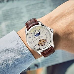 Men's Mechanical Watch Analog Automatic self-winding Stylish Hollow Engraving Noctilucent  One Year  PU Leather Lightinthebox