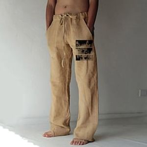 Inspired by Attack on Titan levi ackerman Linen Pants Straight Trousers Baggy Pants Anime Elastic Drawstring Design Front Pocket Pants For Men's Adults' Hot Stamping Cotton Blend Daily Yoga Lightinthebox