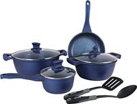 Winsor Cast Aluminium Granite Long Lasting Cookware, 9 Pieces, Blue, WR80759