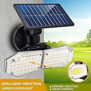 3 Modes Motion Sensor Solar Wall Light Outdoor LED COB Spotlight Lamp Double Head Rotating 270 Wide Angle Waterproof For Outside Wall  Courtyard Garden Lighting Decorative Lights miniinthebox