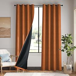 1pc Waterproof Blackout Double Coated Solid Color Cotton And Linen Curtain Bedroom Living Room Home Decoration Perforated Curtain Lightinthebox