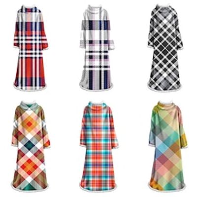 Lazy Blanket for Adults and Children 3D Digital Printing Cotton Plush Thickened Blanket with Sleeves Lightinthebox