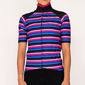21Grams Women's Short Sleeve Cycling Jersey Summer Spandex Polyester Blue Stripes Bike Jersey Top Mountain Bike MTB Road Bike Cycling Quick Dry Moisture Wicking Breathable Sports Clothing Apparel Lightinthebox