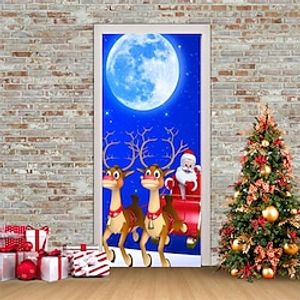 Christmas 3D Stickers Waterproof Door Stickers Xmas Door Mural Peel Self Adhesive Wallpaper PVC Sticker Removable Wall Decal for Home Office Decoration Lightinthebox