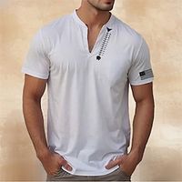 Fish American Flag White Navy Blue Henley Shirt Tee Top Men's Graphic 100% Cotton Shirt Fashion Classic Shirt Short Sleeve Comfortable Tee Sports Outdoor Vacation Summer Fashion Designer Clothing S M Lightinthebox