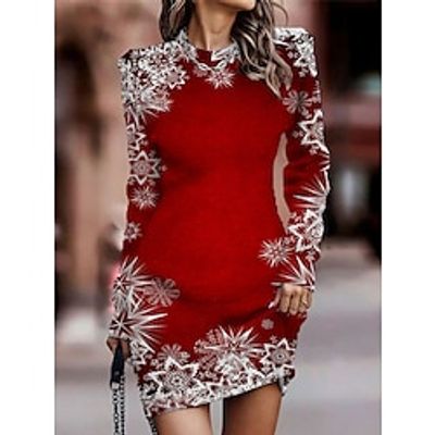 Women's Christmas Dress Sweater Dress Christmas Sweater Dress Mini Dress Warm Snowflake Outdoor Christmas Daily Holiday Crew Neck Long Sleeve 2023 Regular Fit Wine Blue Green S M L XL XXL 3XL miniinthebox Women's Christmas Dress Sweater Dress Christmas Sweater Dress Mini Dress Warm Snowflake Outdoor Christmas Daily Holiday Crew Neck Long Sleeve 2023 Regular Fit Wine Blue Green S M L XL XXL 3XL miniinthebox