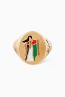 UAE Golden Jubilee Naashat Pinky Ring with Diamond in 18kt Yellow Gold - thumbnail