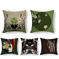Cushion Cover 5PCS Linen Soft Print Square Throw Pillow Cover Cushion Case Pillowcase for Sofa Bedroom 45 x 45 cm (18 x 18 Inch) Superior Quality Mashine Washable miniinthebox - thumbnail