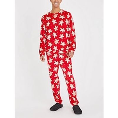 Men's Christmas Pajamas Loungewear Sleepwear Pajama Set 2 Pieces Graphic Prints Stylish Casual Comfort Home Christmas Daily Flannel Comfort Warm Soft Crew Neck Long Sleeve Pullover Jogger Pants Lightinthebox