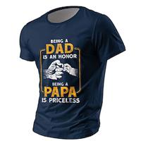Father's Day Papa Word Daily Men's 3D Print T shirt Tee Daily Holiday T shirt Dark Blue Short Sleeve Crew Neck Shirt Summer Spring Clothing Apparel S M L XL XXL XXXL Lightinthebox