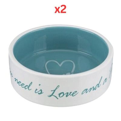 Trixie Pets Home Ceramic Bowl for Dogs Blue - 800ml (Pack of 2)
