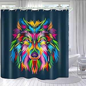 Deep Colored Wolf Head Digital Printing Shower Curtain Shower Curtains  Hooks Modern Polyester New Design 72 Inch miniinthebox