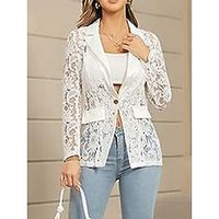 Women's Blazer Outdoor Lace Solid Color Warm Fashion Regular Fit Outerwear Long Sleeve Fall Black S Lightinthebox - thumbnail