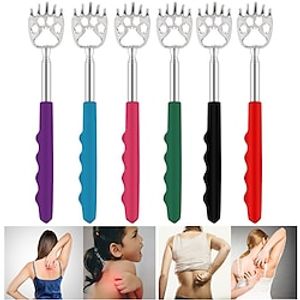 Bear Claw Stainless Steel Scratch Massager, Stainless Steel Telescopic Scratcher, Portable Extendable Backscratcher with Rubber Handles miniinthebox