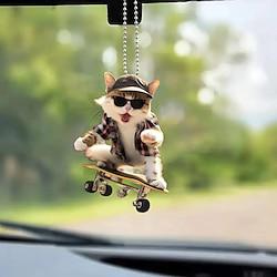 Acrylic Car Hanging Ornament - Cool 2D Skateboarding Cat Design for a Fun Addition to Your Ride Lightinthebox