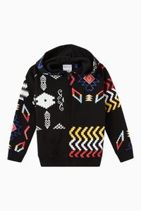 Patchwork Folk Hoodie in Cotton Jersey