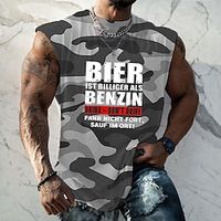 Men's T shirt Tee 3D Print Graphic Patterned Camo / Camouflage Letter Crew Neck Street Casual Print Cap Sleeve Tops Designer Basic Essential Classic Comfortable Gray / Summer miniinthebox - thumbnail