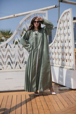 BPastel Green Abaya with Handwork (2XL) BPastel Green Abaya with Handwork (2XL)