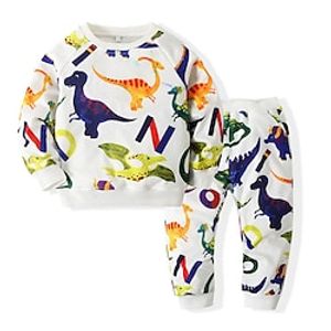 Kids Boys Hoodie  Pants Clothing Set 2 Pieces Long Sleeve White Dinosaur Print Casual Daily 4-13 Years Lightinthebox