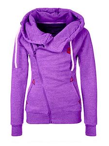 Hooded Zips Plain Long Sleeve Hoodies