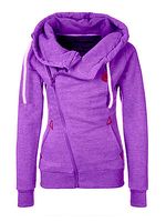 Hooded Zips Plain Long Sleeve Hoodies - thumbnail