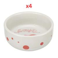 Trixie Bowl Spotlight Comic Guinea Pigs Ceramic Bowl For Small Pets - Red 11cm (Pack Of 4)