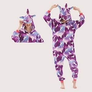 Adults' Kigurumi Pajamas Nightwear Unicorn Character Onesie Pajamas Flannel Cosplay For Men and Women Carnival Animal Sleepwear Cartoon Festival / Holiday Costumes miniinthebox