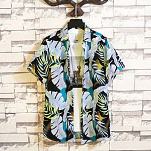 Men's Shirt Other Prints Graphic Graphic Prints Plus Size Print Short Sleeve Casual Tops Chinoiserie White Black miniinthebox