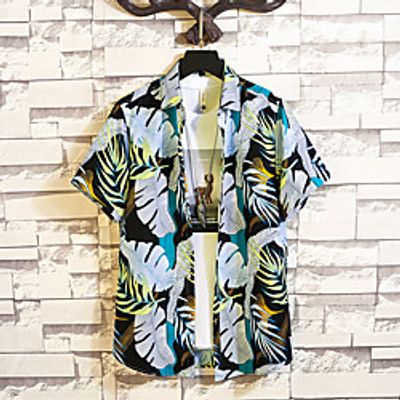 Men's Shirt Other Prints Graphic Graphic Prints Plus Size Print Short Sleeve Casual Tops Chinoiserie White Black miniinthebox