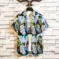 Men's Shirt Other Prints Graphic Graphic Prints Plus Size Print Short Sleeve Casual Tops Chinoiserie White Black miniinthebox - thumbnail