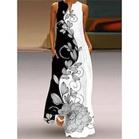 Women's Long Dress Maxi Dress Casual Dress Print Dress Floral Streetwear Casual Outdoor Daily Going out Pocket Print Sleeveless V Neck Dress Regular Fit Black White Yellow Summer Spring S M L XL XXL Lightinthebox - thumbnail