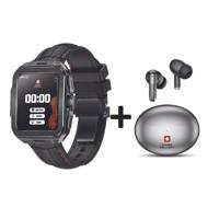 Alps 2 Black Silicon Smart Watch with victor 3 black Wireless Earbuds