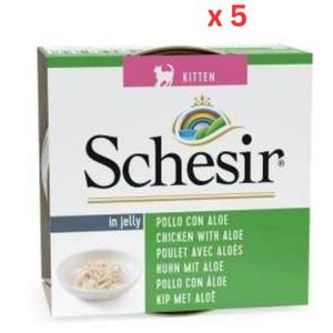 Schesir Cat Wet Food Kitten Chicken Fillets With Aloe 85G Can (Pack Of 5)