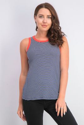 Womens Slim Fit Stripe Sleeveless Top Navy/White Combo Womens Slim Fit Stripe Sleeveless Top Navy/White Combo